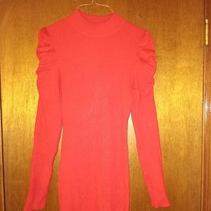 Women size (L) Sweater puff sleeve mini Red dress